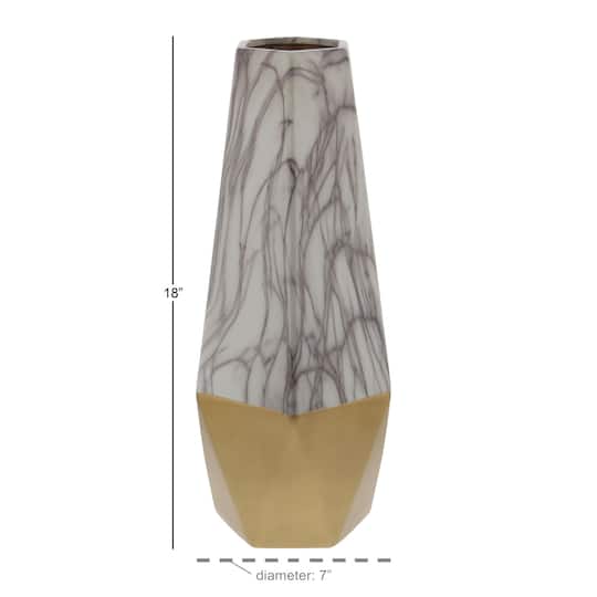 18" Gold Stoneware Contemporary Vase